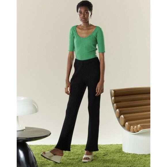 Simon Miller Ribbed Marek Pants in Black XLarge Womens Jersey Trousers - Picture 12 of 12